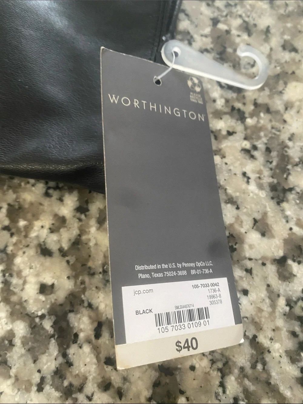 Worthington Black Long Leather Gloves with Zip Accent